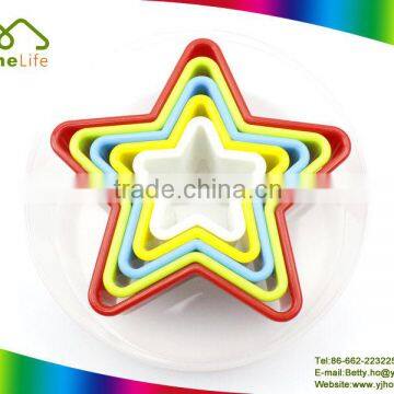 Hot selling colorful 5pcs plastic biscuit mold sandwich cookie cutter set