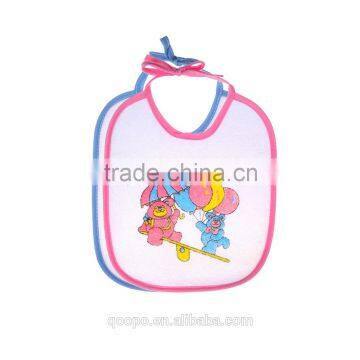 Wholesale Cheap Cotton Super Soft Cartoon Plain White 2pcs Baby Bibs