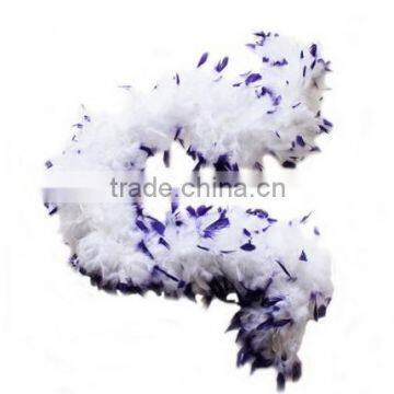 White Turkey Chandelle Feather Boas with Purple tips-party decoration