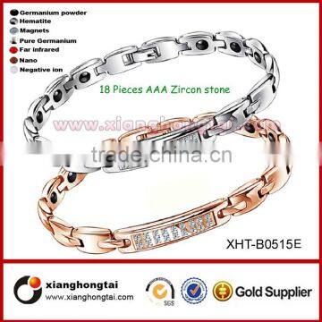 Bio magnetic titanium germanium bracelet with zircon