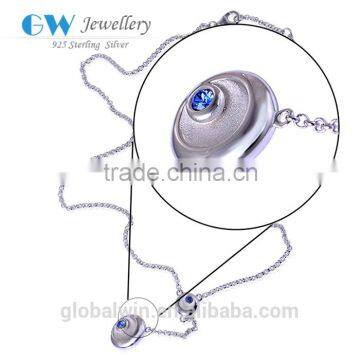 Hot sale Jewellery Minimal European Fashion Silver Necklace with Blue stone 2016 graduation Season style XLY012