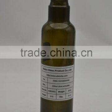 KW0263 dark green glass olive oil bottle