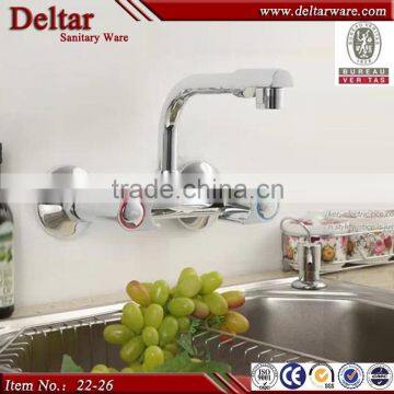 upc kitchen faucet, Dual Handle Wall Mounted Kitchen Mixer Taps With Swivel Spout