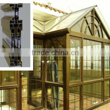 Aluminium greenhouse profiles with tempered glass