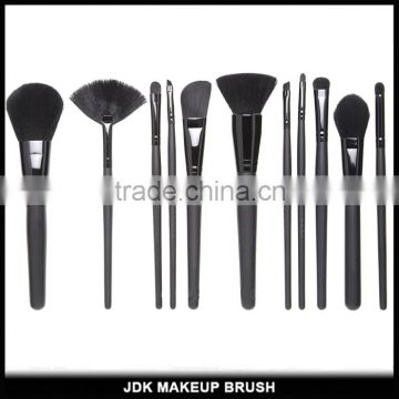 Wooden handle Black 11pcs branded makeup brushes Private label makeup brush kit