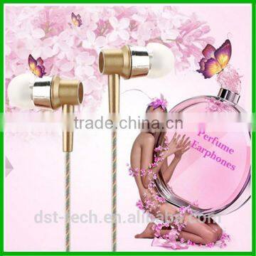 Fashion stereo earphone super bass perfume earphone with mic