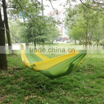 2 Person Portable Parachute Nylon Fabric garden Hammock Dark Yellow and Green