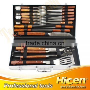 High Quality Aluminum Case Wooden Handle BBQ Tool