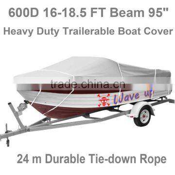 Brand New 7.8oz 600D Waterproof Heavy Duty 16 to 18.5ft Trailerable Boat Cover Max 95" Beam Width photo-2