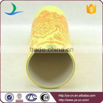 Yellow Glazed Ceramic Table Vase Home Decoration photo-2