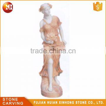 Outdoor Decoration White Marble Lady Sculpture