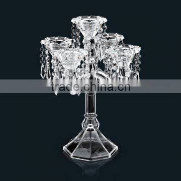 Lead-free crystal wholesale glass cheap tall candelabras centerpieces for sale