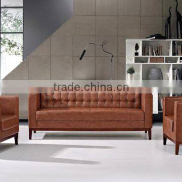 Furniture living room brown leather sectional sofa