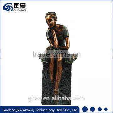 Bronze dancing hot Chinese young girl stocking figurine sculpture