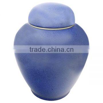 2015 Nice new model pure blue ceramic urn high quality low price