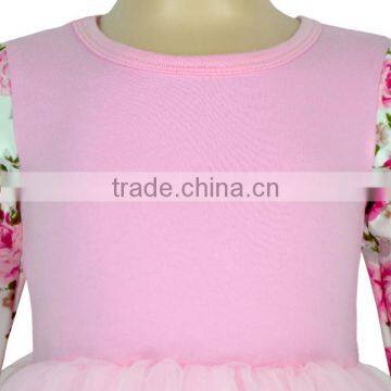 Kids Boutique Pink Floral Long Sleeve Tutu Skirt Plain Top Dance Tutu Dress 1 Year photo-5