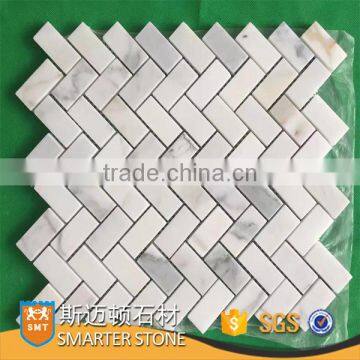 Small herringbone calacatta gold marble mosaic 1cm stone tile