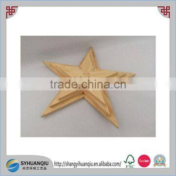 handmade natural christmas home decor haning wooden star carving