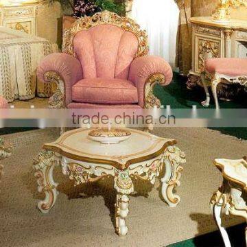 Luxurious Elegant Rococo Designed Carving White and Golden Tufted Crown Bed With Nightstand and Dressing Table BF12-05254f photo-2