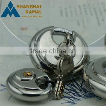 Polished stainless steel discus padlock