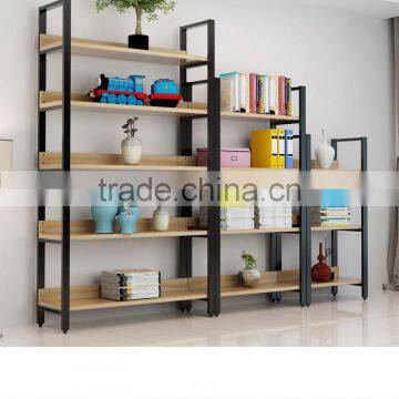 Display Wooden Side Steel Bookshelf,Household Steel - Wood Combination Bookcase photo-6