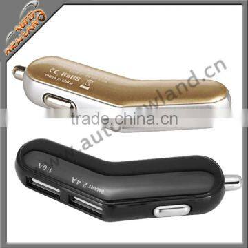 Aluminium Alloy auto phone charger With high brightness LED