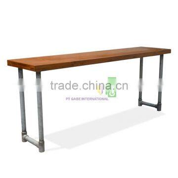 Furniture Console Table Industrial Style Combination Metal and Teak Wood photo-2