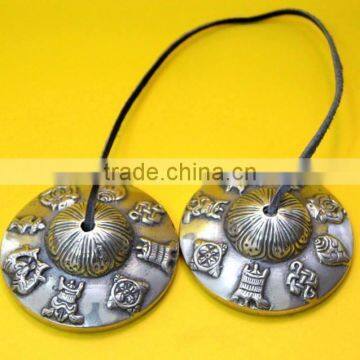 Best-selling Handmade in Nepal Meditation Tibetan 8 Auspicious Symbol Tingsha Cymbals photo-2