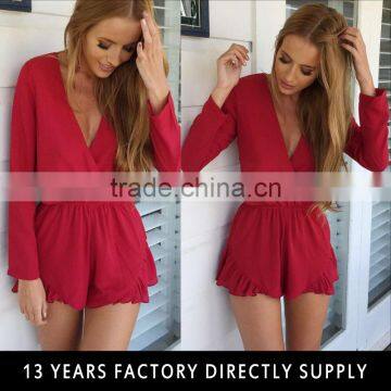 New arrival red sexy jumpsuits for women 2016 sexy open back rompers for women