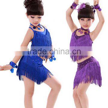 Tassel top and skirt set girls latin dress for sale RH014