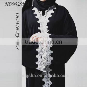 Ultimate White Lace Bisht Open Dubai Abaya Models 2016 HSd7440 photo-3