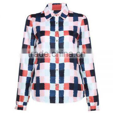 New Ladies' Fashion Long Sleeves Allover Print High Quality and Direct Manufacture Ladies Basic Blouse photo-2