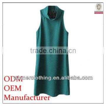 New design Beautiful ladies' loose fit sleeveless neck design suzhou dress