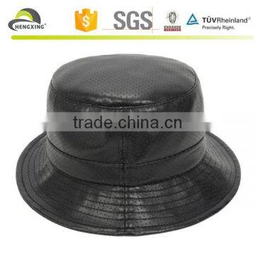 Unisex PU Holes Faux Leather Mesh Bucket Hat Boonie Hiking Fishing Outdoor Caps photo-4