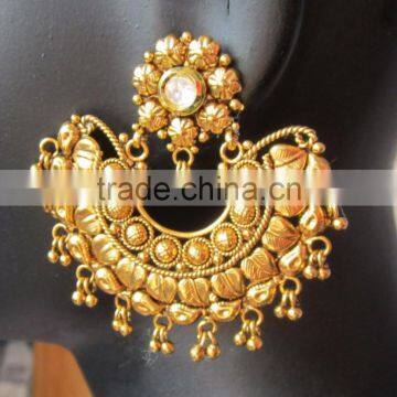 Dangler gold tone RAMLEELA dangler POLKI EARRINGS