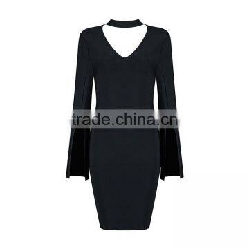 Guangzhou China Women Clothing Manufacturer Nice Design Long Sleeve Wholesale Bandage Dress 2016