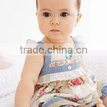 Wholesale New Design Floral Stripe 2 Piece Outfit Baby Girls Photo Without Cloth of Baby Clothes Set photo-3