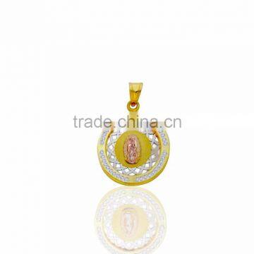 CZ studded Three tone Plated filigree design mother mary pendant