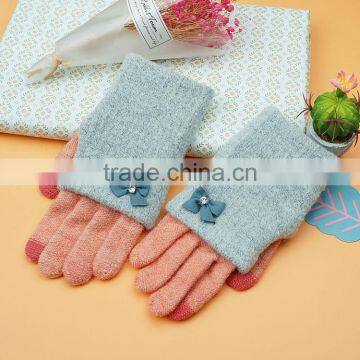 Fashion Mittens Design Acrylic Cheap Winter Knit Women Gloves Factory photo-3