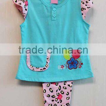 Lovely Style Baby Summer Pajama Short Sleeve Knitted Baby Girls Summer Pajama Set TP-7715