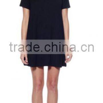 Women Clothing Shortsleeve Loose Flowy Stretch Fabric Knit Crewneck Tunic Dresses for Women photo-3