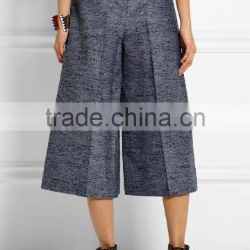 Lady Wide-leg High Waist Boucle Culottes Pants Trousers photo-2