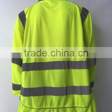 Fluorescent Long Sleeve hi Vis Safety Europe Birdeye Polyester Mens Reflective Polo Shirt photo-2