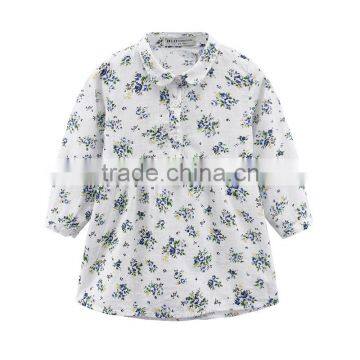 Wholesale sweet style long sleeve flower printing kids dress