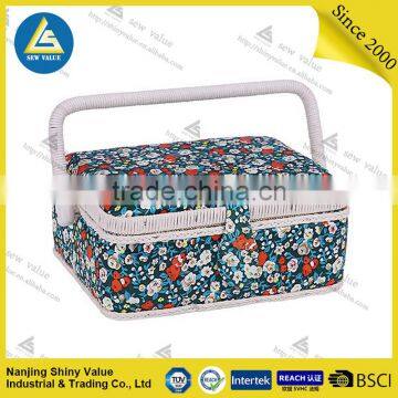 Rural Style Fabric Covered Sewing Basket Made by Hand photo-2