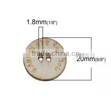 Wood Sewing Buttons Scrapbooking 2 Holes Round Natural Message Pattern Hand Made For You " photo-2
