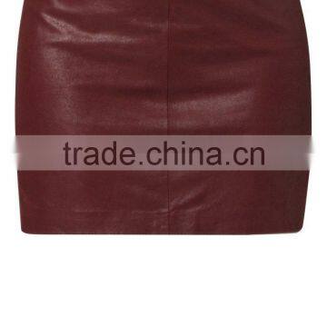 Brown Laser Cutout Skater Skirt, leather skirt