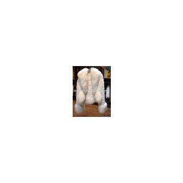 ladies rex rabbit knit jacket with fox trim
