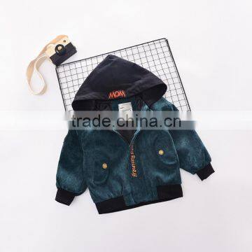 B22630A Fall new fashion boys and girls corduroy Hooded Jacket