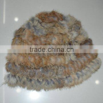 SJ776 Real Fur Yarn Knit Cheap Rabbit Fur Christmas Winter Hats